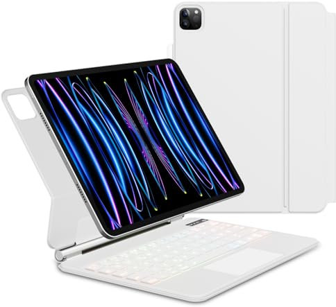 KVTVOU Magic Keyboard per iPad Pro 11 pollici 4/3/2a generazione 2022/2021/2020 con trackpad, supporto magnetico, tastiera QWERTZ Bluetooth per iPad Pro 11, bianco