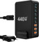Estación de carga USB C, 440 W, 8 puertos, 5 USB-C, 3 USB-A, tecnología GaN, para teléfonos móviles, portátiles, tabletas, auriculares