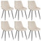 Mevsim Store Esszimmerstühle 6er Set Samt Beige - Ideal für Wohnzimmer, Büro und Esszimmerstühle - Samt Stühle - Küchenstuhl - Stühle Esszimmer mit schwarzen Metallbeinen