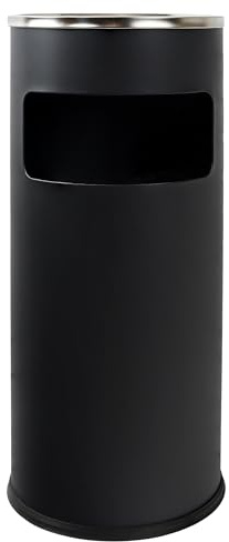Vigil Combined Litter & Cigarette Bin - Stainless Steel Outdoor Ashtray | Litter Bin with Removable Liner, Smoking Bin for Commercial Use, Capacity - 10 litres, Matt Black