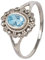 mantraroma Damen Ring Silber mit Stein blau Topas Edelstein blau dezent verspielt