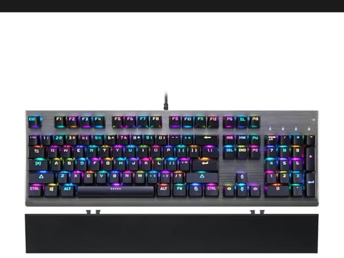 MOTOSPEED CK108 RGB LED Backlit Wired Mechanical Gaming Keyboard, 108 Keys Hot-Swap Mechanical Keyboard w/Aluminum Base, Upgraded Socket and Noise Absorbing Foams, Soft Tactile Blue Switch