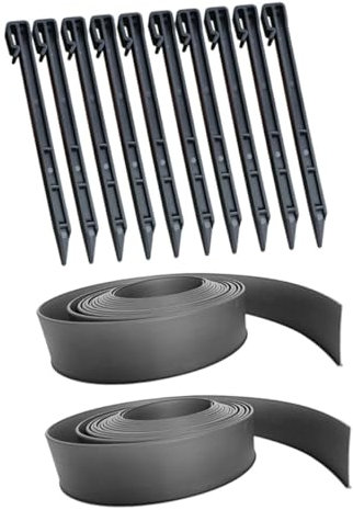 DECOMELODY 1 Satz Gras- und Felsbarriere für Rasen Blumenbeete Pflanzengrenze Gehwege Grenze Gartenumrandung gartenplanung Gartenarbeit Gartenrandzaun Garten Kanten Grenze Plastik Sport Black