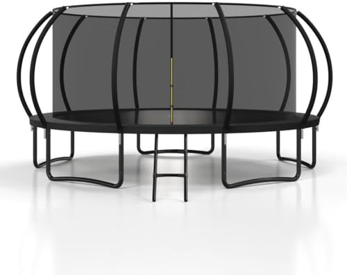 Polar Aurora 16 FT Outdoor Trampoline with Safety Enclosure Net, Thickened Spring Pad,ASTM Approved Recreational Trampoline for Kids and Adults with Anti-Rust Coated Frame and Ladder, 450LB Capacity