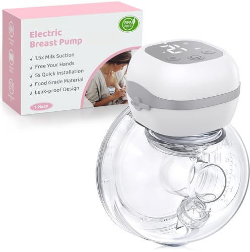 Electric Breast Pump Wearable, Portable Hands Free Pump, 201g Lightweight, 40dB Ultra Quiet Wireless Pump, 3 Modes 12Levels, Leakproof Design for Nursing Moms at Work Home Travel, BPA Free