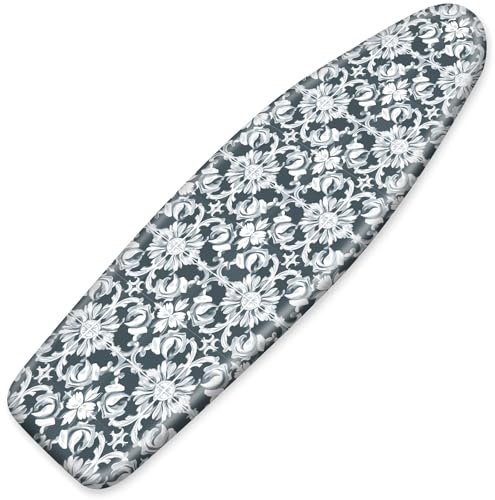 Ironing Board Cover, Standard Size 15 x 54 - Thickly Padded with Non-slip Elastic Edges and Adjustable Hook and Loop Straps - Fits Most Ironing Boards (Ironing Board Not Included) (Mandala, 15x54)