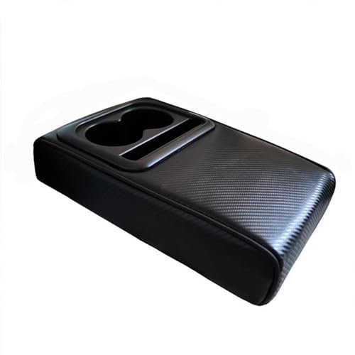 LLL6zzzK Car Armrest Storage Box for Polestar 2 2021-2023,Multifunctional Car Armrest Protective Cover With Cup Holder,C/Black carbon fiber