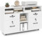COSTWAY Caisson Bureau, Meuble Tiroir Bureau à Roulette, 4 Tiroirs Verrouillables avec 8 Clés, Barre de Suspension Réglables pour Dossiers Suspendus au A4 Lettre, pour Imprimante, Document (Blanc)