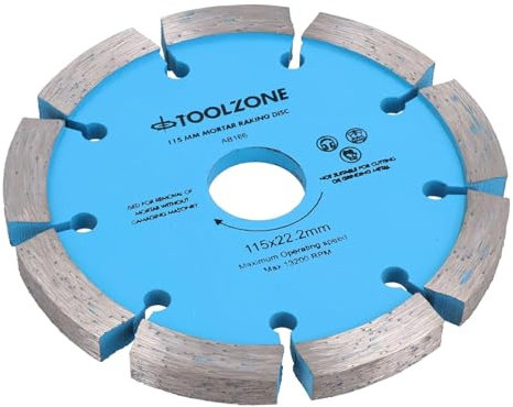 Dunnet Tools Diamond Mortar Rake Disc | Angle Grinder Blade for Mortar Removal, Brick Pointing & Repointing | Heavy-Duty Masonry Raking Tool for Old Mortar & Grout | 115mm x 8mm