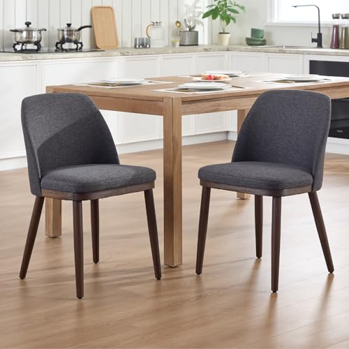 DAYALANE Chaise Cuisine Rétro Lot 2 Chaise Scandinave Pieds en Bois, Noir | Restaurant