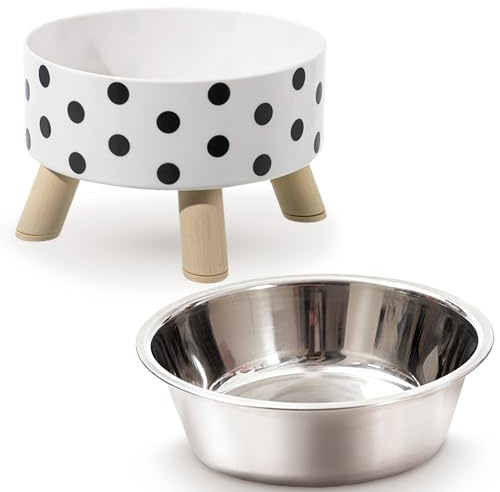 Vealind Raised Dog Bowls Stainless Steel Dogs Cats Food Water Bowls for Neck Joint Protection Raised Pet Dish for Small Medium Breed