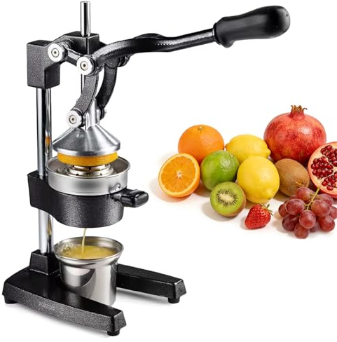 Cast Iron Manual Juicer, Heavy Fruit Press, Commercial Grade Professional Orange Squeezers, Removable Stainless Steel Citrus juice press, for Home,Business,Cafes and Bars,Camping,with Cup