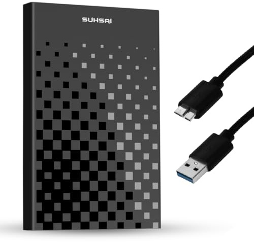 SUHSAI 500GB External Hard Drive USB 3.0 Portable HDD | High-Speed Plug & Play Storage, For Laptop, PC, Mac, Desktop & Gaming Consoles, Compact Lightweight Design, Easy Data Backup