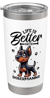 La mejor vida con un Dobermann Vaso térmico de acero inoxidable de doble pared