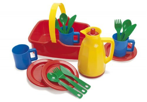 Dantoy Plastic Picnic Set for 3, Role Play Toys for Kids with 18 Pieces, Made in Denmark