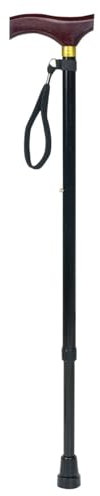 Aidapt Adjustable Height Lightweight Walking Stick with Anti Slip Ferrule Foot to Aid Stability and Confidence when Walking Supplied with a Hanging Carry Strap And Wood Effect Handle