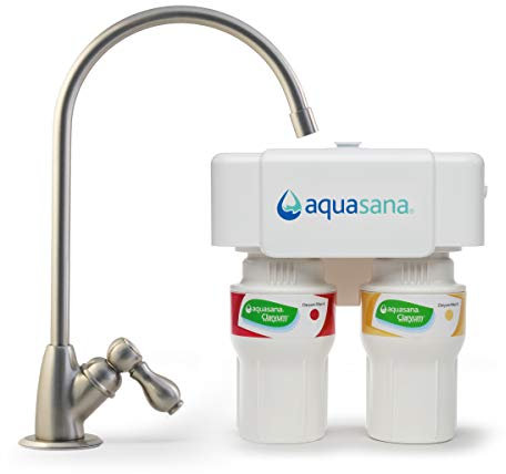 Aquasana 2-Stage Under Sink Water Filter System with Brushed Nickel Faucet