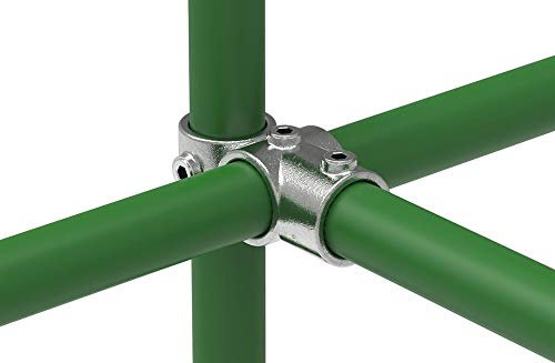Fenau | Kreuzverbinder, 90°, Eck-Stück/Kreuz-T Rohrverbinder, Ø 33,7 mm, Temperguss galvanisiert, feuerverzinkt, inkl. Schrauben