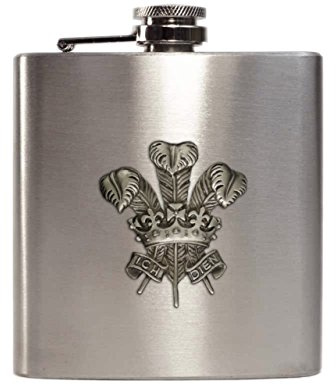 6oz Stainless Steel Welsh Feathers Hip Flask