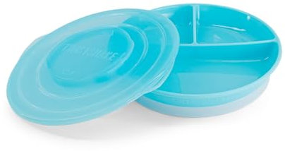 Twistshake Assiette Divisée – Vaisselle pour Bébé avec Couvercle Hermétique – Plateau de Sevrage Sans BPA – Accessoire d’Alimentation en 3 Compartiments – Essentiel Nouveau-Né – Bleu