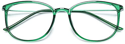 KOOSUFA Klassische Retro Nerdbrille Damen Herren Brille Ohne Sehstärke Dünne Brillengestelle Rund Pantobrille Brillenfassung Fake Brille Vintage mit Etui (Grün)