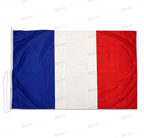Drapeau France 100x70cm en tissu nautique coupe-vent 115g/m², drapeau français 100x70 professionnel lavable, drapeau de la France 100x70cm avec cordon, double couture périmétrique et bande de renfort