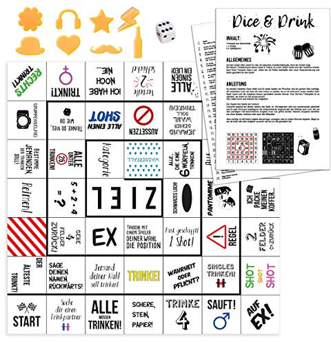 WANDKINGS Trinkspiel Partyspiel, Dice & Drink, Crazy Edition