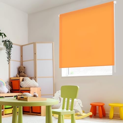 Blindecor Ara - Plain translucent roller blind, orange, 80x175 cm (width x height)