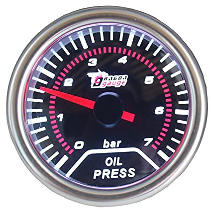 ETOPARS Universel 2 52mm Jauge de Presse à Huile Voiture Compteur de Jauge de Pression d'huile 0-7 Bar Teinte Fumée Lumière Blanche avec Capteur