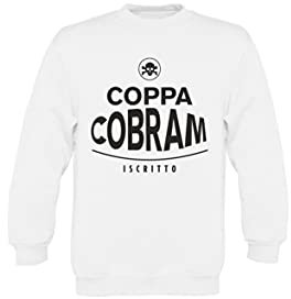 Felpa Girocollo Bambino Ragazzo Basic Top qualità Top vestibilità - Coppa Cobram - novità Fashion Divertenti Humor Made in Italy (Bianco, 5-6 Anni)