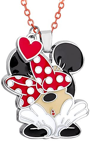 Disney Minnie Mouse Black, White & Red Pendant Necklace NH00790RL-16