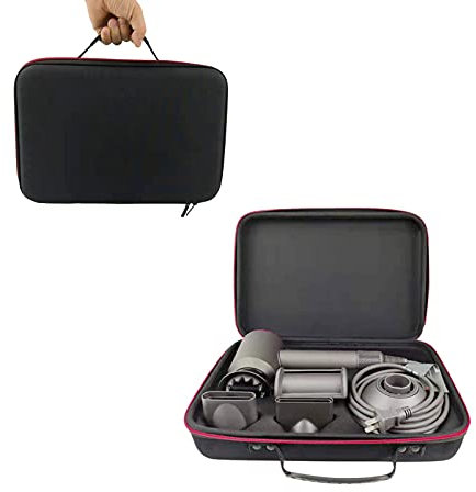 Hosoncovy Hard Carrying Case Travel Case Storage Bag Protective Case for Dyson HD08 Supersonic Hair Dryer and Nozzles (Black)