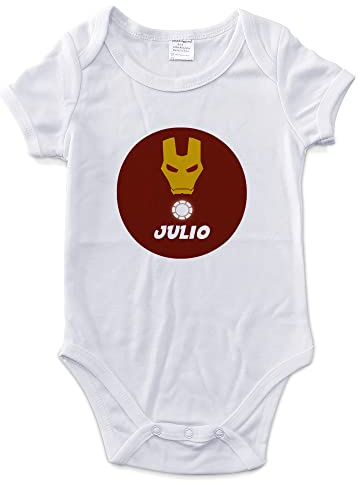 LolaPix Superhero Bodysuit Personalized Name Bodysuit Baby Boy Girl Romper Short Sleeve Personalized Gifts Sizes 0-12 Months IRONMAN