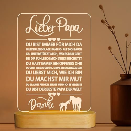 Lightzz An Meinen Papa Geschenke, Acryl Nachtlicht, Ich Liebe Dich Papa LED Illusion Tischlampe für Männer Vatertag Geburtstagsgeschenk,Bester Papa Weihnachtsgeschenke