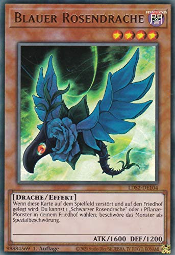 LDS2-DE104 - Blauer Rosendrache - Ultra Rare - DE - im Set mit Ultrapro Toploader - Yugioh