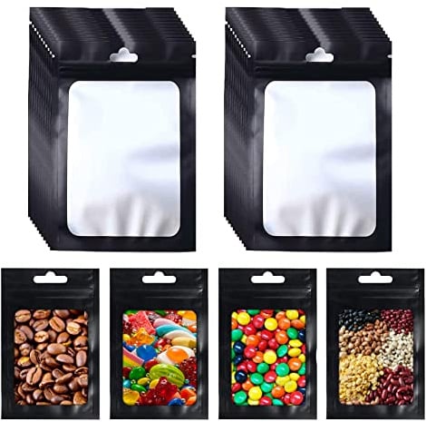 Mylar Bags, 200 Stück Baggies Baggys Folienbeutel Zip Beutel Wiederverschließbare Beutel mit Verschluss, Mylar Beutel zum Aufbewahren Geruchsdichte Beutel für Schmuck Süßigkeiten Keksen (10.5X15)
