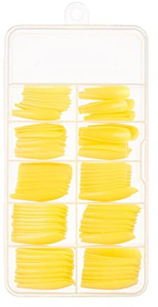 Gifts For Women Colored Long Coffin Press On Nails Ballerina Acrylic Artificial False Nail Tips Full Cover Manicure Designs (Yellow, 16 * 8 * 1.7cm)