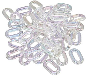 HEEPDD Clear Link Rings Acrylic Chain Link Rings 50pcs Clear Colorful Acrylic Material for DIY Jewelry Making