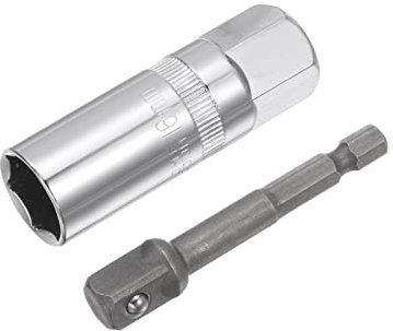 sourcing map 21mm Spark Plug Socket Set, 3/8 Drive 6 Point Deep Thin Wall with Hex Shank Power Drill Adapter (Only 6 Point Socket with Thin Wall Design)