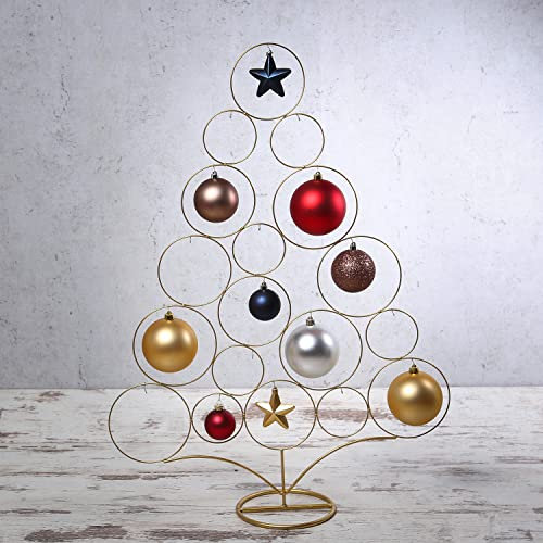 MARELIDA Dekobaum Aufsteller für Christbaumkugeln und Weihnachtsbaumschmuck Metall Tannenbaum Weihnachtsbaum H: 85cm Gold