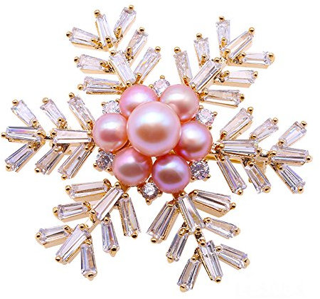 Sudemota Brosche Schneeflocke-Süßwasser-Broschen Pins