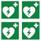 pubblimania 4 Pezzi Defibrillatore PVC Adesivo Resistente per Esterno e Interno (Cm 18,5x18,5) (4 Defibrillatore)