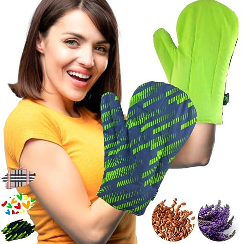 Feel Recovery Set 2 Fäustlinge: Arthrose Handschuhe für Mikrowelle - (Eine Größe) - Handwärmer Körnerkissen für Karpaltunnelsyndrom, Rheuma und Arthritis - 100% Baumwolle und Lavendelduft (Sport)