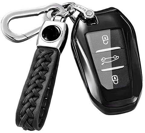 【5 Farben】 Z.MYUKI Corsa F Electric Schlüsselhülle mit Schlüsselanhänger für Opel Corsa F 2019-2024 2025 Zubehör Original (Schwarz)