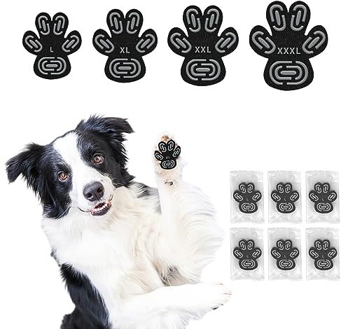 Wolancy 24 Stücke Hund Pfote Protector Anti-Rutsch-Aufkleber, Hund Fuß Selbstklebende Traktion auf Hartholzboden, 6 Sets