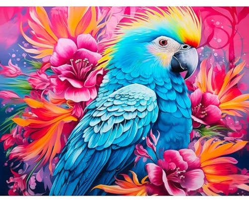 NAIMOER Diamond Painting Papageien, Diamant Painting Erwachsene Diamond Painting Blumen Erwachsene Bilder Tiere Diamant Painting Kinder 5D Diamant Malerei Stickerei für Home Décor(30x40cm)
