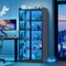 Lvifur Led Vitrine Buffetschrank Sideboard, 35 × 70 × 165 cm Smart Vorratsschrank RGB 20-Farben Dimmbares Sideboard Intelligente Sensorik Kommode Wohnzimmer Grau