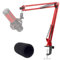Microphone Arm Red - Studio Mic Boom Arm with Microphone Pop Filter, Mic Stand Compatible with HyperX QuadCast S Microphone by YOUSHARES