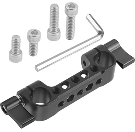 Seprendi Dual 15mm Rod Clamp Railblock with 1/4 holes for DSLR Camera Rod Shoulder Support for Follow Focus, A