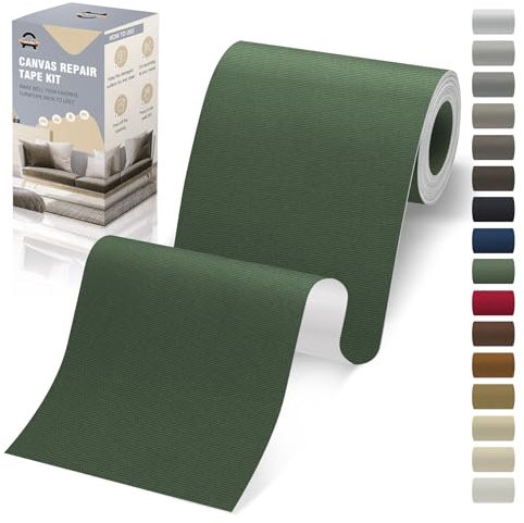 Flicken Selbstklebend Stoff, 10 x 200 cm Leinwand Stoff Selbstklebend, Dunkelgrün, Wasserdichtes Leinwand Flicken Selbstklebend für Sofa Zelt Möbel Autositz Liege